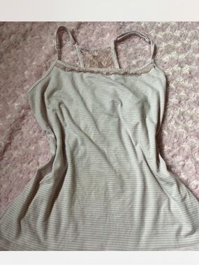 Faded Glory Pink & Cream Lace-Trim Striped Cami